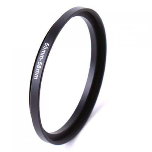 Black Metal 55mm to 58mm Step Up Filter Lens Ring Filter Stepping Adapter