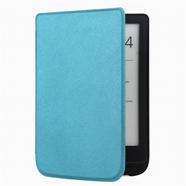 Gligle Ultra slim leather case cover for Pocketbook Touch lux 4 627 HD3 632 Basic2 616 Ereader protective shell+screen film: sky blue