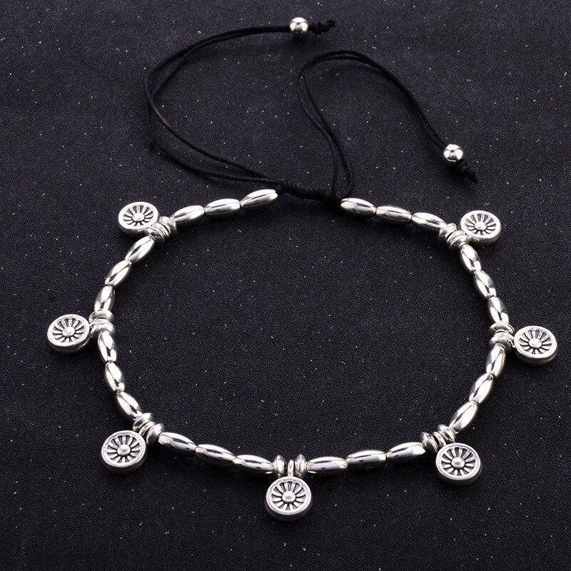 Modyle Silver Color Anklets for Women Vintage Bracelet Bohemian Flower chaine cheville barefoot sandals halhal Foot Jewelry