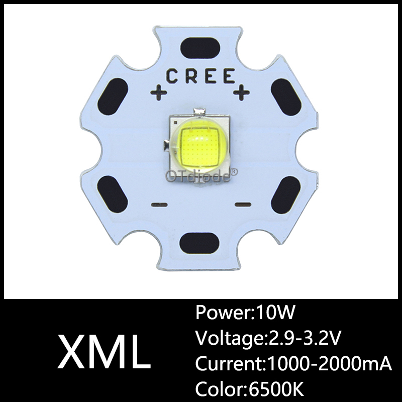 10 stk 3w 5w 10w cree xml xpe xpg xte ledet varm whtie, hvid rgb high power led chip  on 20mm pcb: Xml / 6500k
