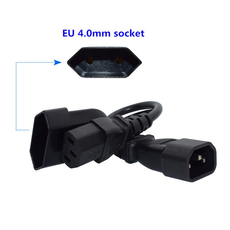 Y typ splitter strömkabel ， iec 320 3 pin  c14 to hane  c13+2 hål  eu 4.0mm honkontakt nätkabel 0.24m