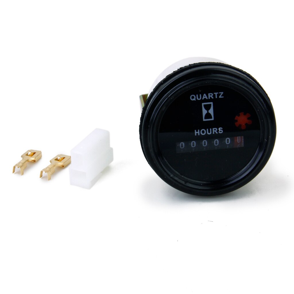 DC / AC 12-36V Quartz Hour Meter Gauge, Round Shape, For Fork lifts, Buses, Trucks, Golf Carts, Vehicles