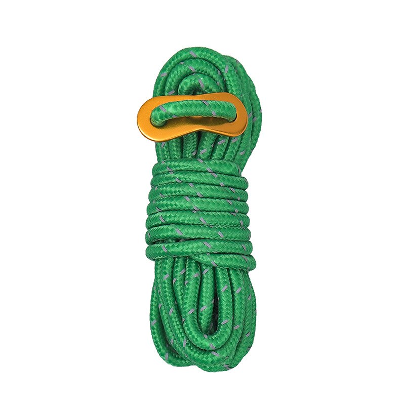 Outdoor Camping Pull Rope Tent Fastener Reflective 4mm Thick Tension Rope Pull Canopy Tent Fixed Rope Camping Accessories: green