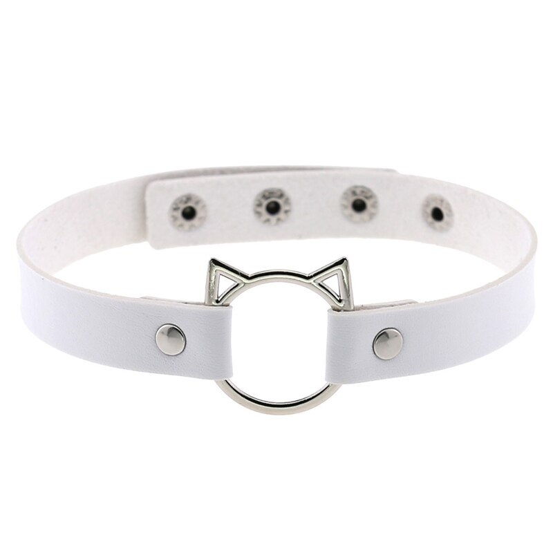 Gargantilla de piel sintética con cabeza de gato para mujer, Collar ajustable, de cumpleaños, joyería: 6