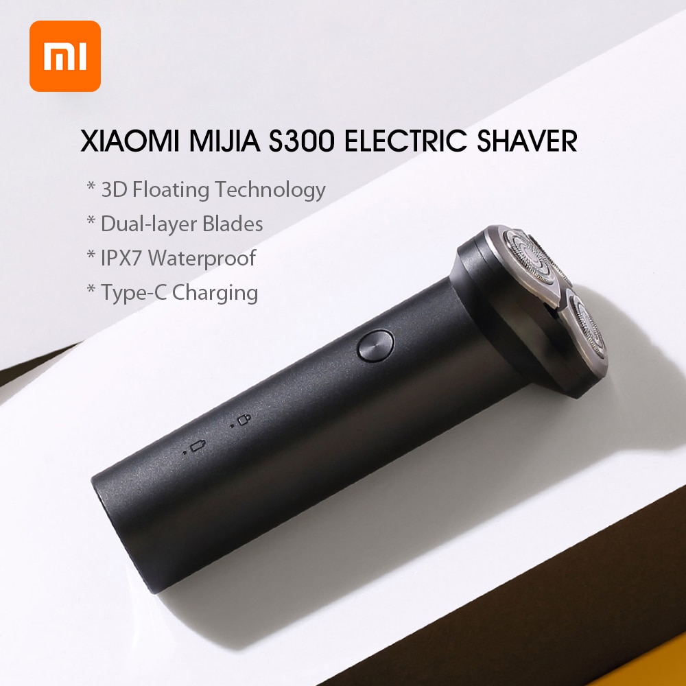 Original xiaomi mijia  s300 s500 s500c elektrisk barbermaskine ipx 7 vandtæt dobbeltblad med hoved xiaomi shaver