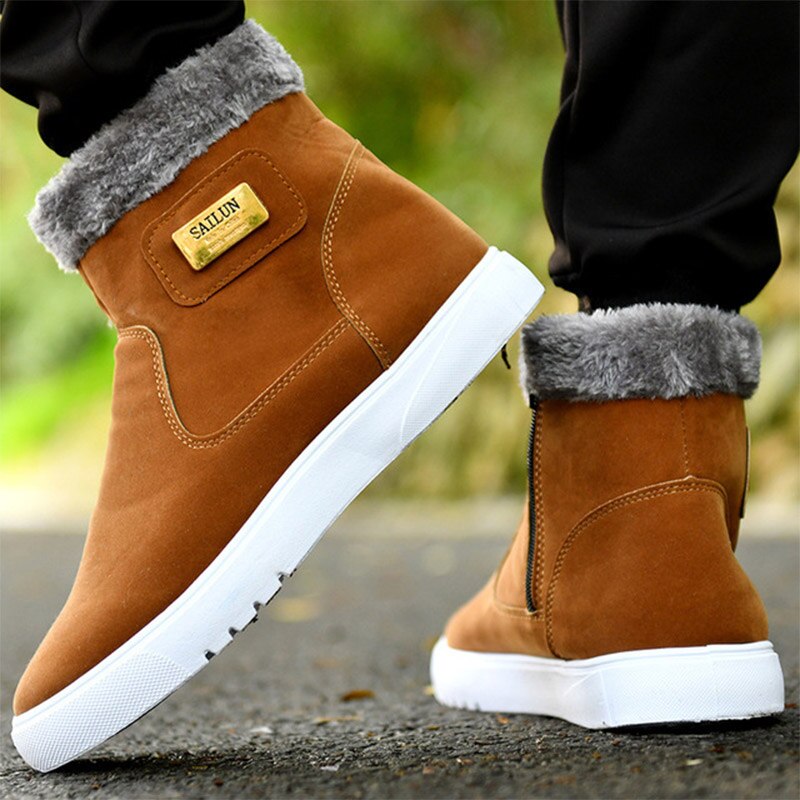 Dikke Warme Mannen Laarzen Schoenen Mannen Winter Snowboots High-Top Mannen Casual Schoenen Met Bont Plus fluwelen Enkellaars Mannelijke: YELLOW / 7