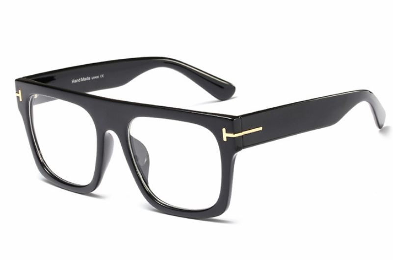 45718 Square Glasses Frames Men Women Optical Computer Glasses: C1 black