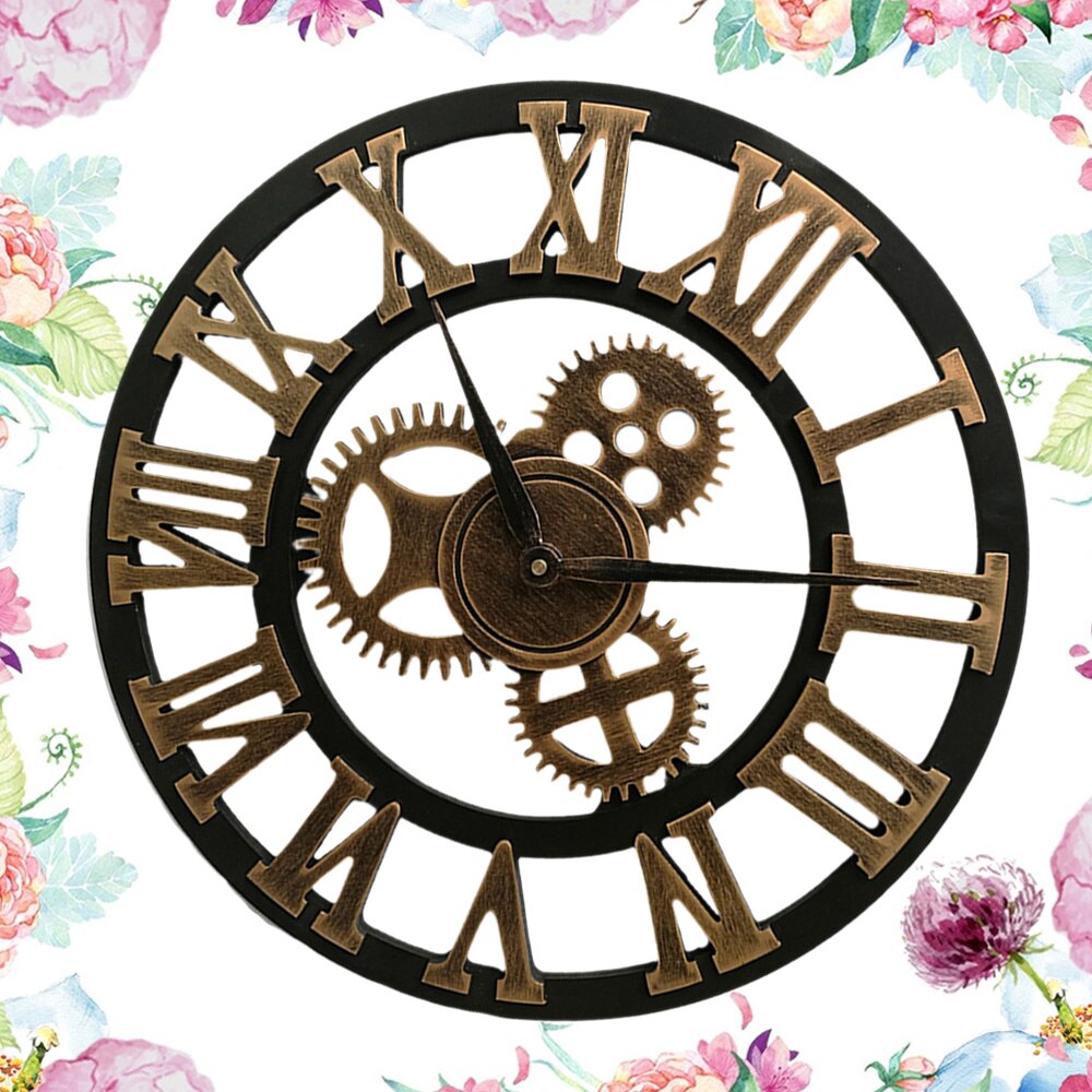 Industrial Gear Wall Clock Decorative Wall Clock Industrial Style Wall Clock (30cm Golden Shipment without Battery)