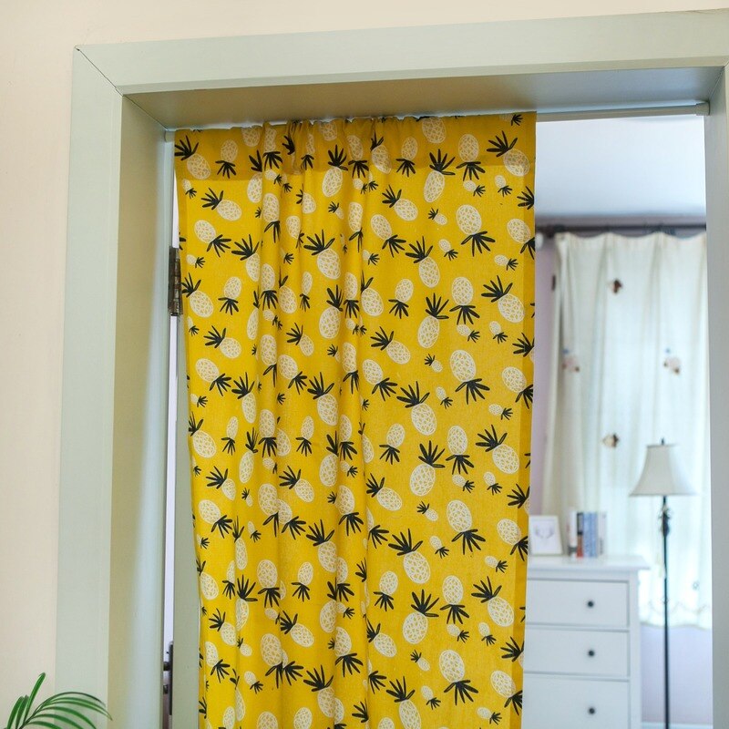 Jaune ananas rideau coton lin tissu épais rideau vent bain rideau salle de bain chambre cuisine demi rideau un autre coup