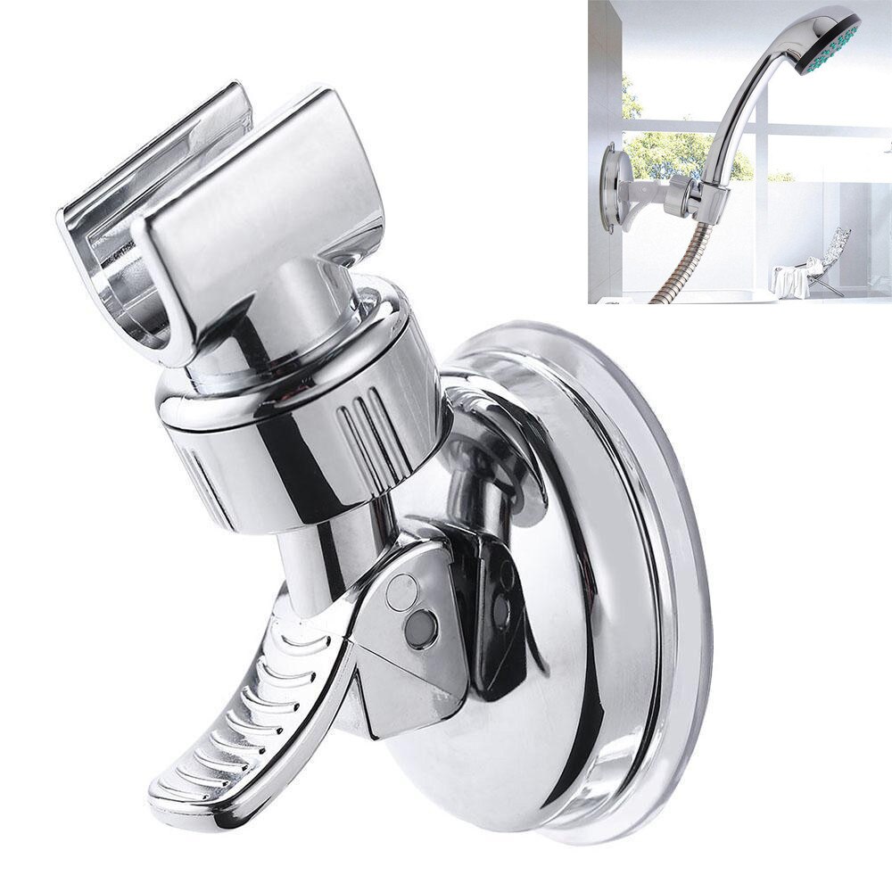 Shower Head Handset Holder Chrome Bathroom Wall Mount Adjustable Suction Bracket Shower head fixing bracket: Default Title