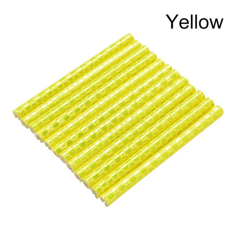 12Pcs Fiets Mountainbiken Velg Spoke Mount Clip Tube Waarschuwingslampje Strip Reflector Fietsen Licht Outdoor 75mm: YELLOW