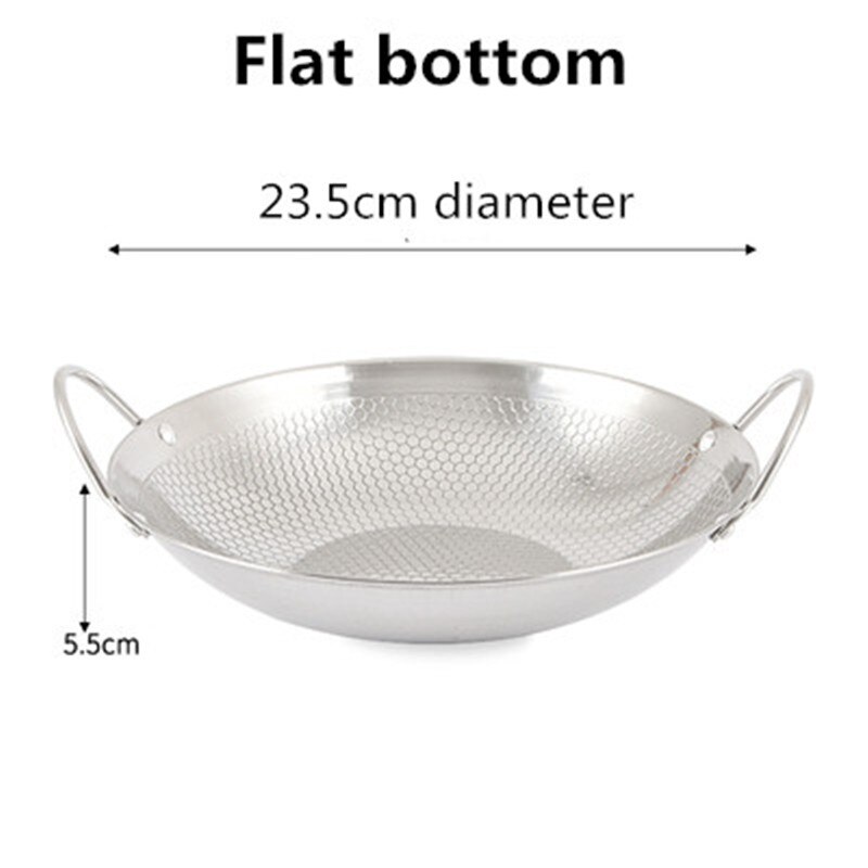 Stainless steel dry pot round bottom small pot thickened double ear non-stick pot bar tripod pot cooker hotpot pots and pans: 23.5cm1