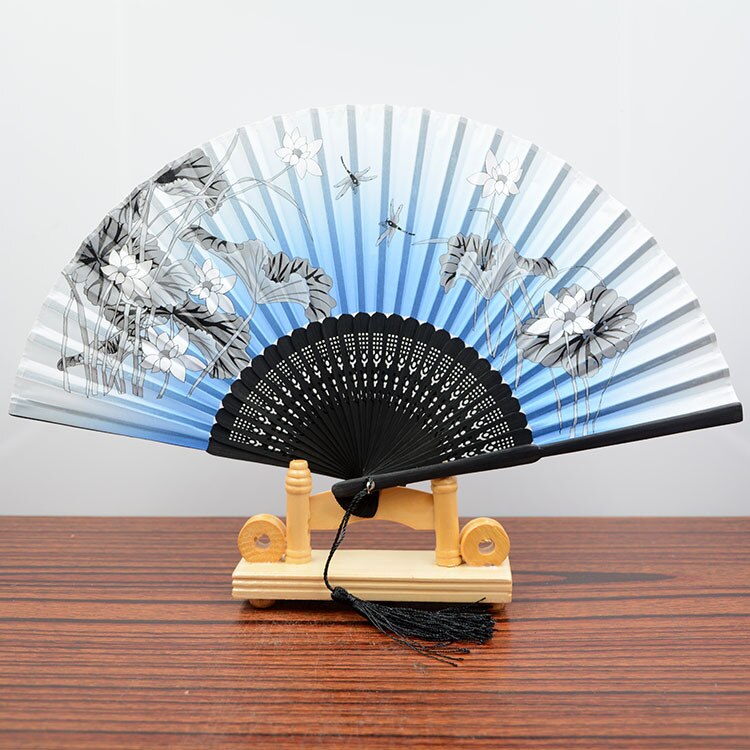Mini portable ladies folding fan cherry blossom bamboo and wind Japanese ITAS6647A