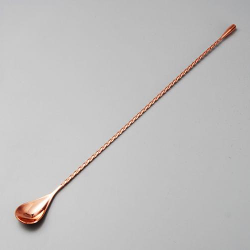 Rustfrit stål spiral langt håndtag blanding rør cocktail ske bar bartender værktøj blanding rør cocktail ske bar bartender værktøj: Rose guld 30cm