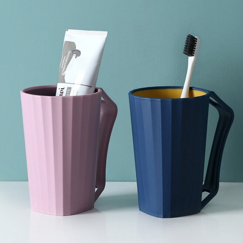 Brushing Cup With Handle Wash Cups Couple Mouthwash Cup-Small Fish Dark Blue With Handle Toothbrush Holder Good Morning