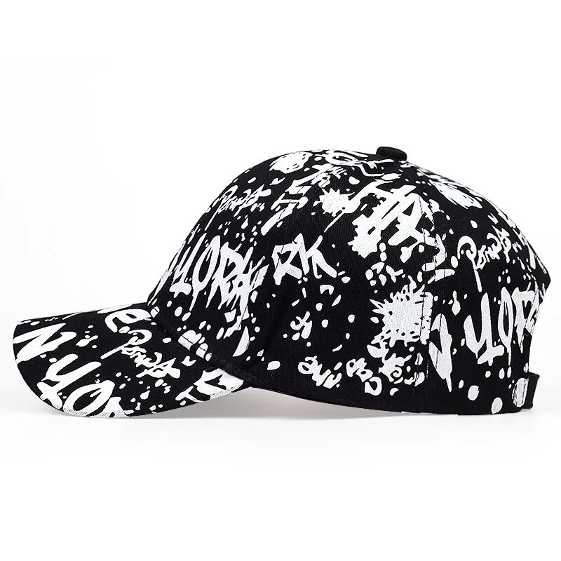 Unisex Letter Graffiti Print Baseball Caps Spring and Autumn Outdoor Adjustable Casual Hats Sunscreen Hat