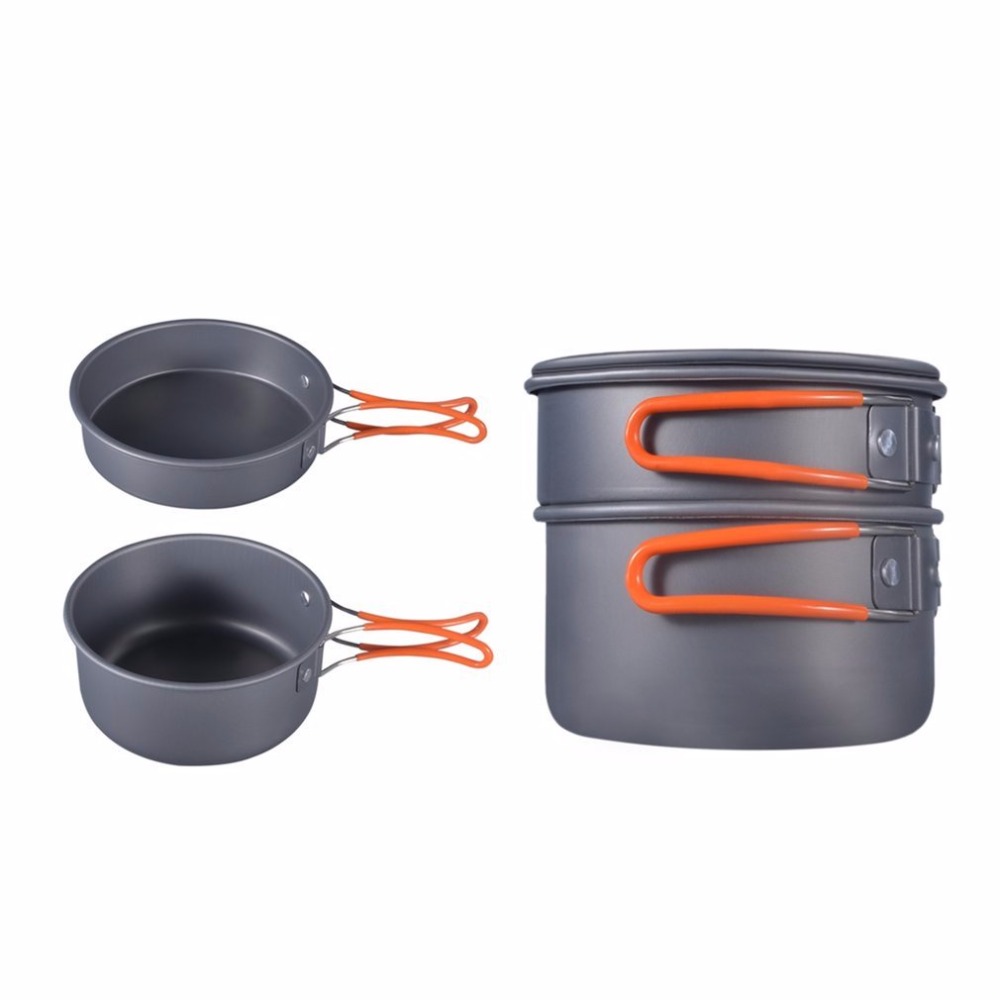 8PCS Lightweight Outdoor Camping Hiking Cookware Backpacking Cooking Picnic Bowl Pot Pan Set Portable Compact Durable