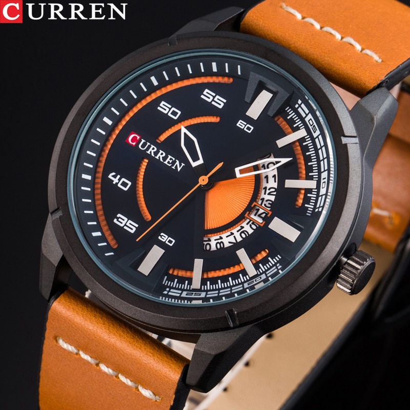 CURREN Watches Casual Quartz Male Clock Display Date Leather Strap Men Wristwatch Montre Homme Reloj Hombre