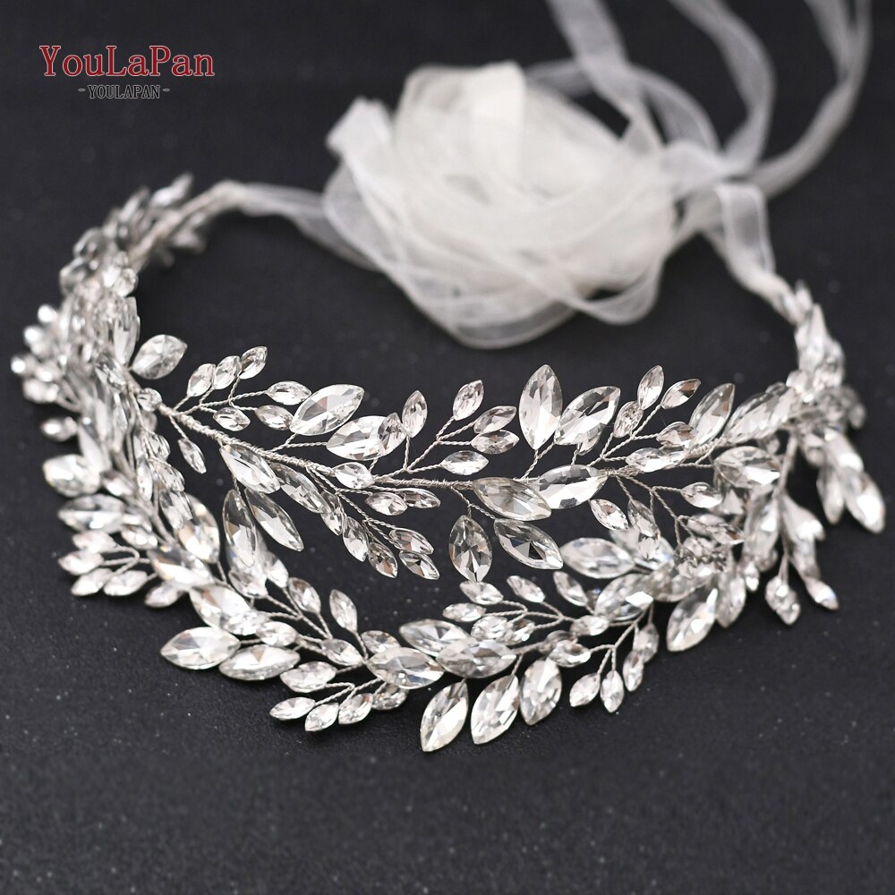 YouLaPan SH304 Handgemachte Strass Gürtel Silber Hochzeit Kleid Gürtel Schärpe Stirnband Prom Abendkleider Zubehör für Frauen: Elfenbein Organza