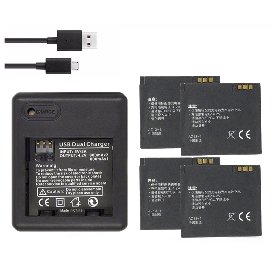1010mAh AZ13-1Battery For Xiaomi Yi Action Camera Battery Rechargeable Replacement Bateria