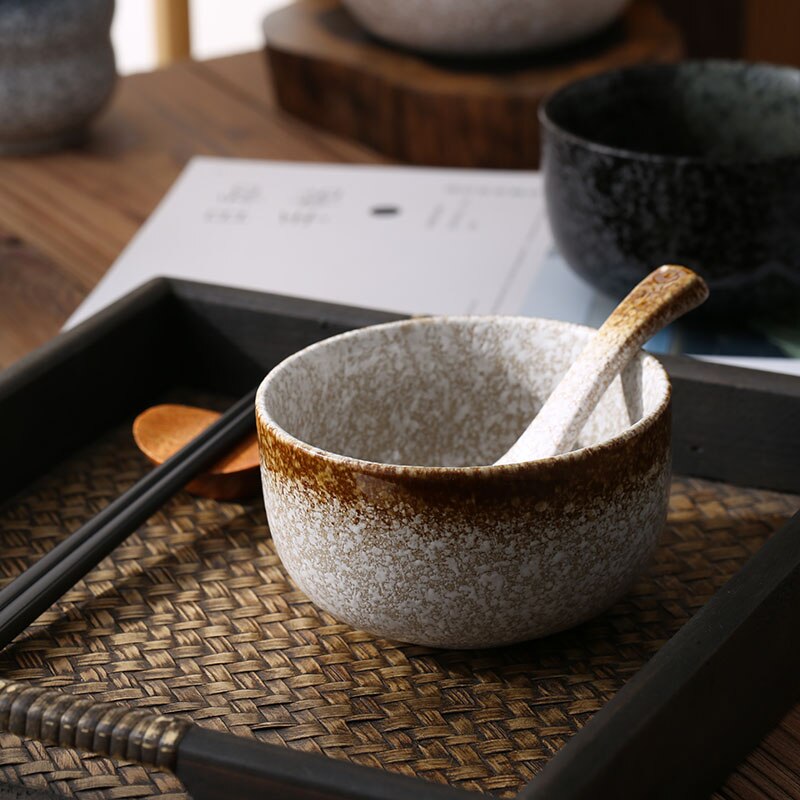 Soup spoon Japanese retro ceramic spoon spoon spoon rice spoon soup eating spoon soup spoon household