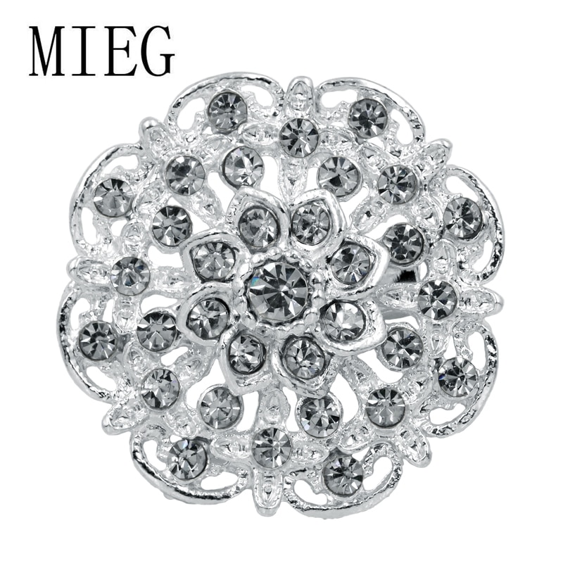 MIEG Clear Rhinestone Bijoux Pins Bloem Broches Voor Vrouwen Wedding Party Decoratie Charmant Sieraden