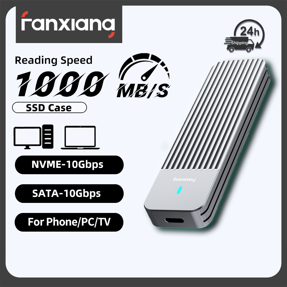Fanxiang MD87 M.2 SSD Enclosure 10Gbps NVMe/NGFF-SATA Dual Protocol USB 3.2 Gen2 Type C Supports M/B+M Keys/2230/2242/2260/2280