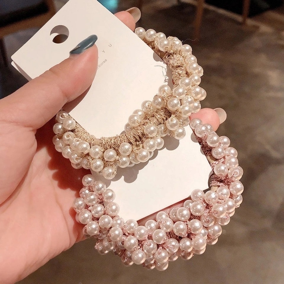 11 colores mujer perla lazos para el cabello cuentas niñas Scrunchies bandas de goma coleteros accesorios para el cabello banda elástica para el cabello