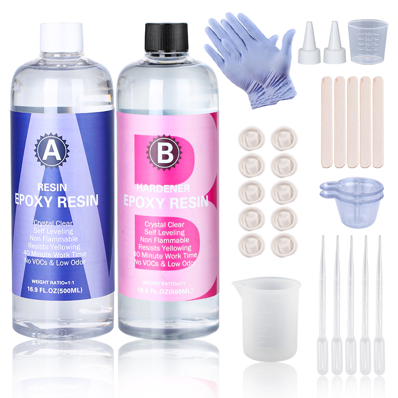 Kit de resina epoxi transparente 1:1, alto brillo y burbujas, suministros de resina artística gratis para recubrimiento y fundición artesanal, fabricación de joyas DIY