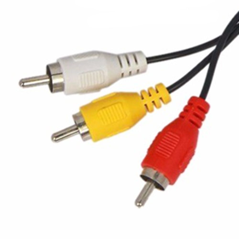 Rca-hane svart 3 rca 3.5mm- jack till rca-kontakt adapter omvandlare videokablar tråd ljudkabel av