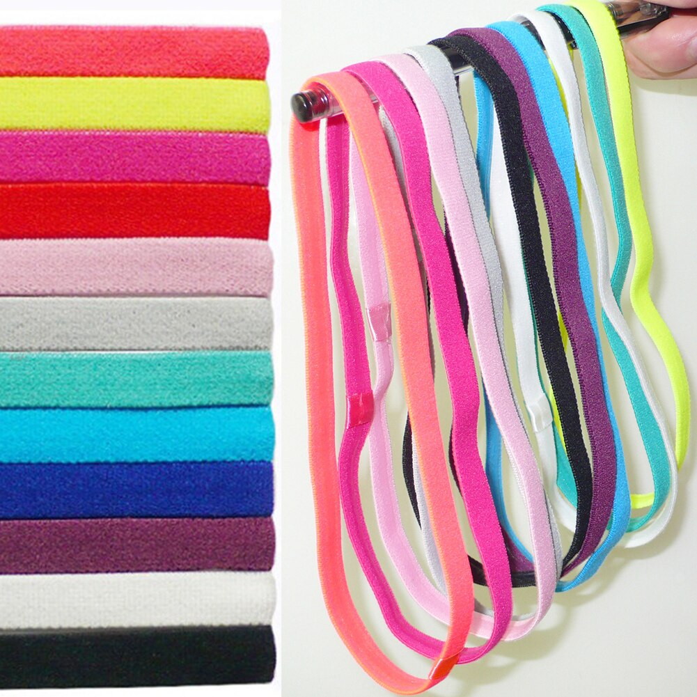 1 pz fasce per le donne calcio Yoga fasce per capelli puri antiscivolo gomma elastica sottile sport fascia uomo accessori per capelli copricapo