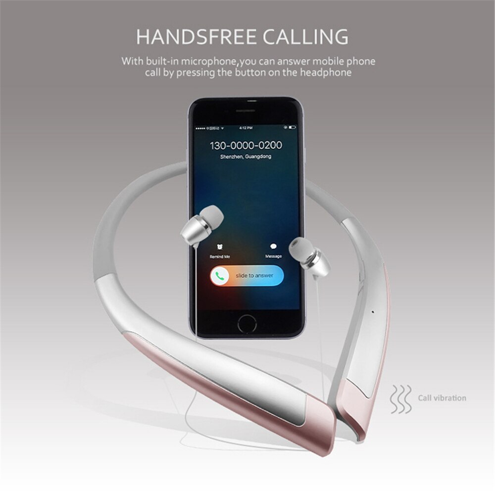 HBS-1100 Stereo Bluetooth Headphone Binaural Hand-free Neckband Earphones Mini Wireless Headset