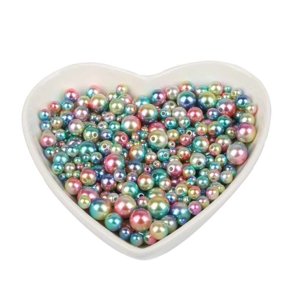Rund regnbue farve imiteret perler perler  (4/6/8/10mm 350 stk) håndværk dekoration til gør-det-selv armbånd halskæder smykker fremstilling