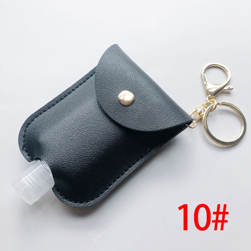 60Ml Reizen Lekvrije Leather Case Sleutelhanger Tas Hervulbare Lege Fles Voor Handdesinfecterend Bag Met Key Ringen Hanger fles: 10