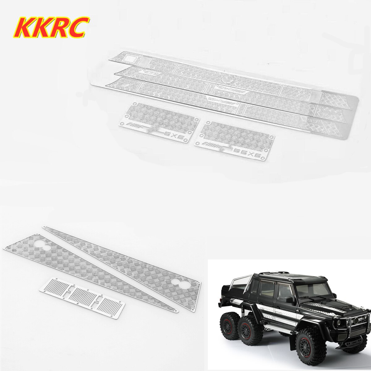 Trx -6 g500 g63 edelstahlblech-antirutschplatte für die motorhaube des 1/10 rc trx 4 crawler 6 cars