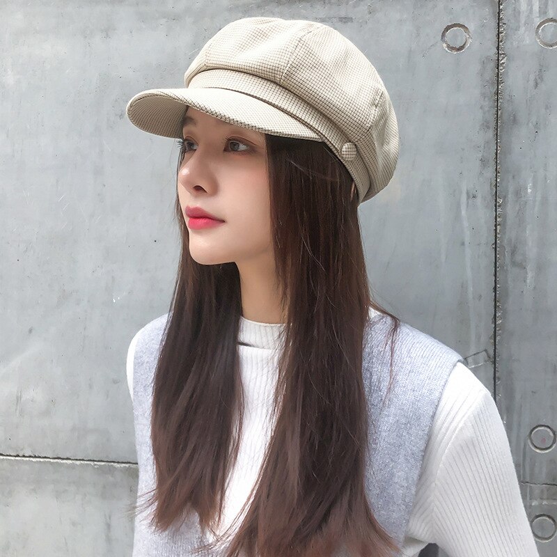 octagonal hat female beret autumn thin knit hat British retro Korean wild sunshade cap for women
