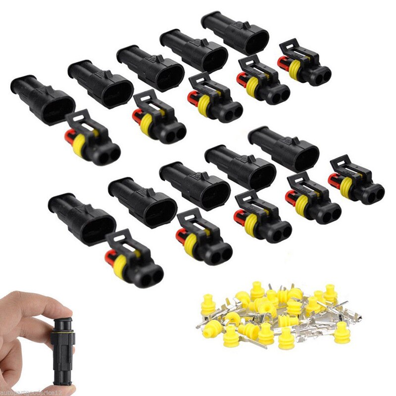 Two-Pin 2-Way Seal Car Boat Waterproof Electrical Wire Superseal Connector Kit 10pcs