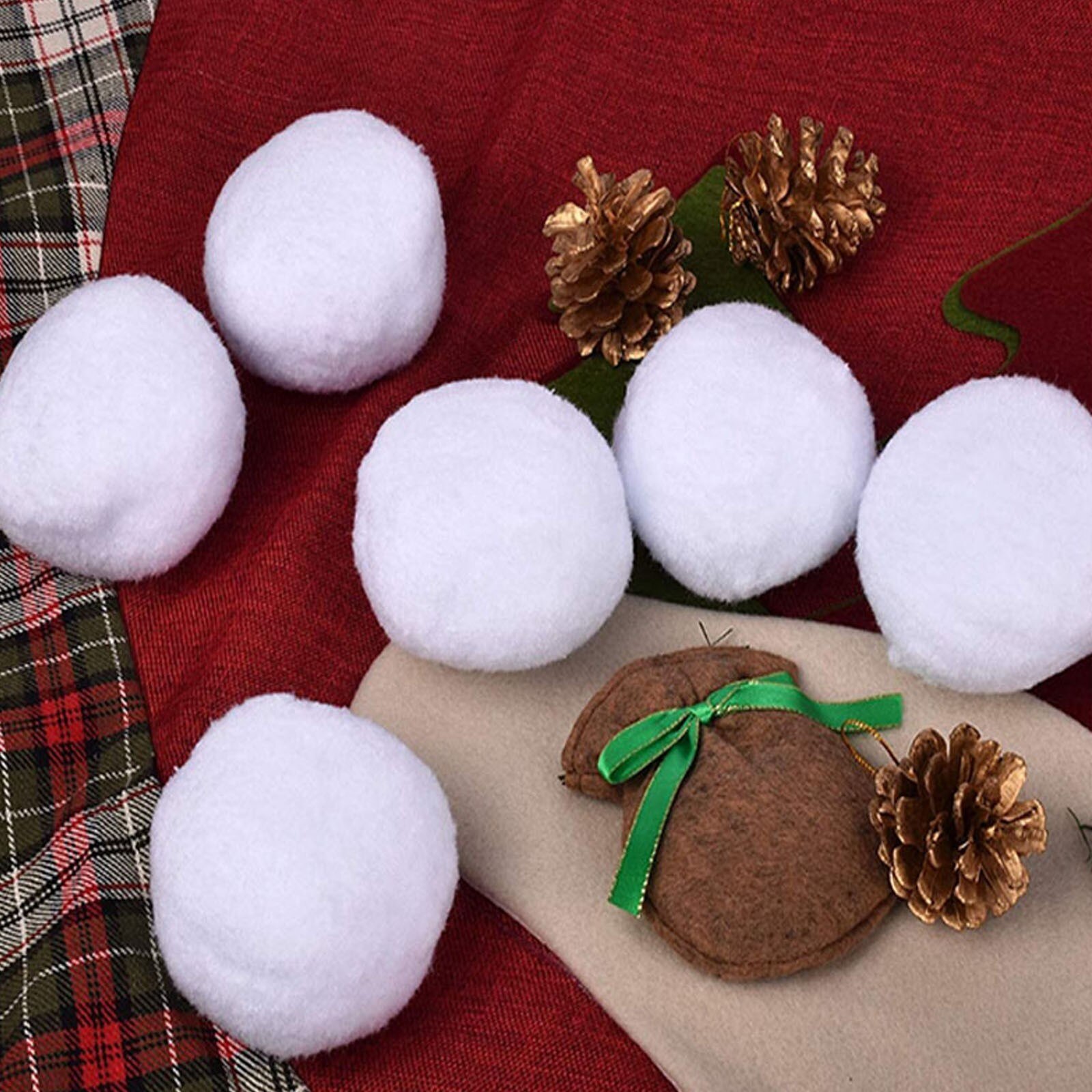 30 pcs 7.5cm Christmas Snowballs Indoor Realistic Soft Plush Snow Balls Xmas Decoration Ornaments