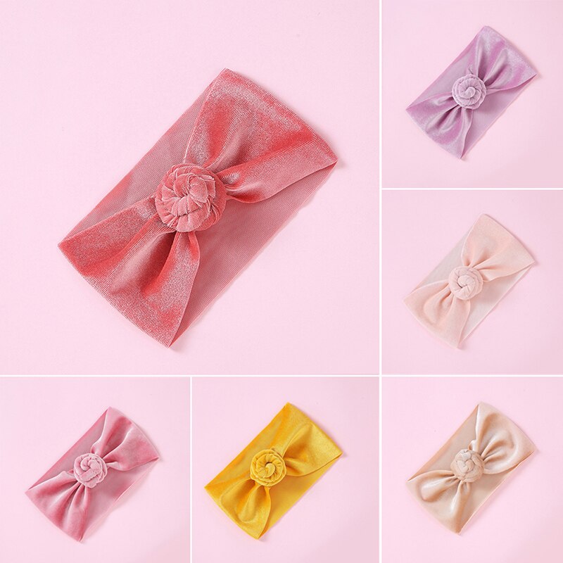Baby Velvet Turban India Knot Baby Girl Headbands Headwraps Solid Color Toddler Kids Elastic Hair Bands Accessories