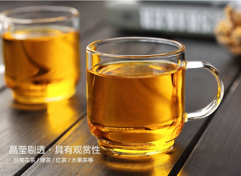 Transparent Glass Small Tea Cup Coffee Cup High Borosilicate Glass Small Wine Cup 120ml Household Tea Cup Thickened and Plate