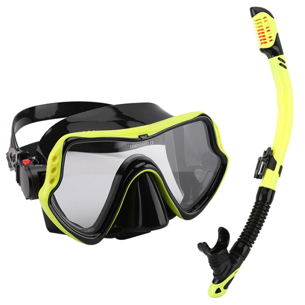 Scuba Diving Mask Snorkel Anti-Fog Goggles Glasse Set Adult Silicone Swimming Fishing Pool Equipment: A set yellow