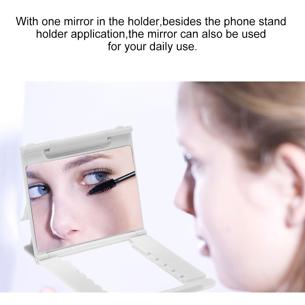 Foldable Universal Phone Holder Bracket Stand For Phone Tablet Multi-angles Desktop Holder with One Mirror 1 Pack
