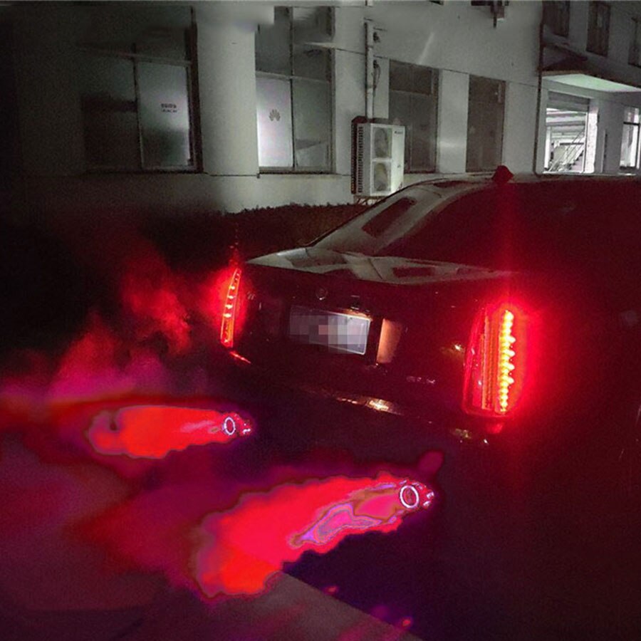 35-61mm i -89mm ut bilavgasljuddämpare rörspets kolfiberlook rostfritt stål med rött led-ljus