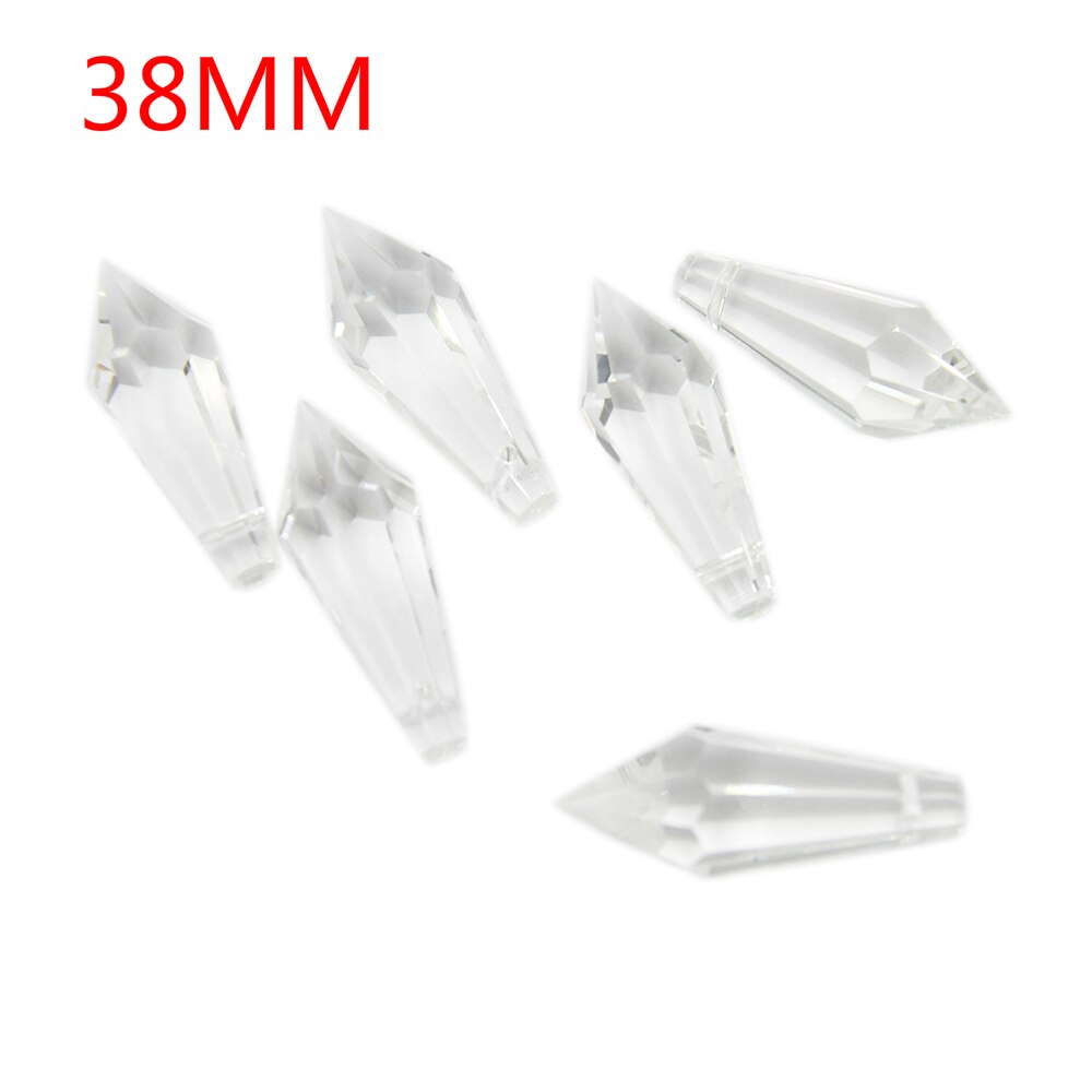 Klare istapper krystal prismer 38mm-100mm krystal u prisme lysekrone glas krystaller vedhæng hængende til lysekrone ophæng: 50 stk / 38mm