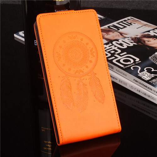 Hongbaiwei voor nokia 5 hoesje, reliëf leren hoesje voor nokia 5 flip case, verticale achterkant, magnetische beschermhoes: Fl oranje
