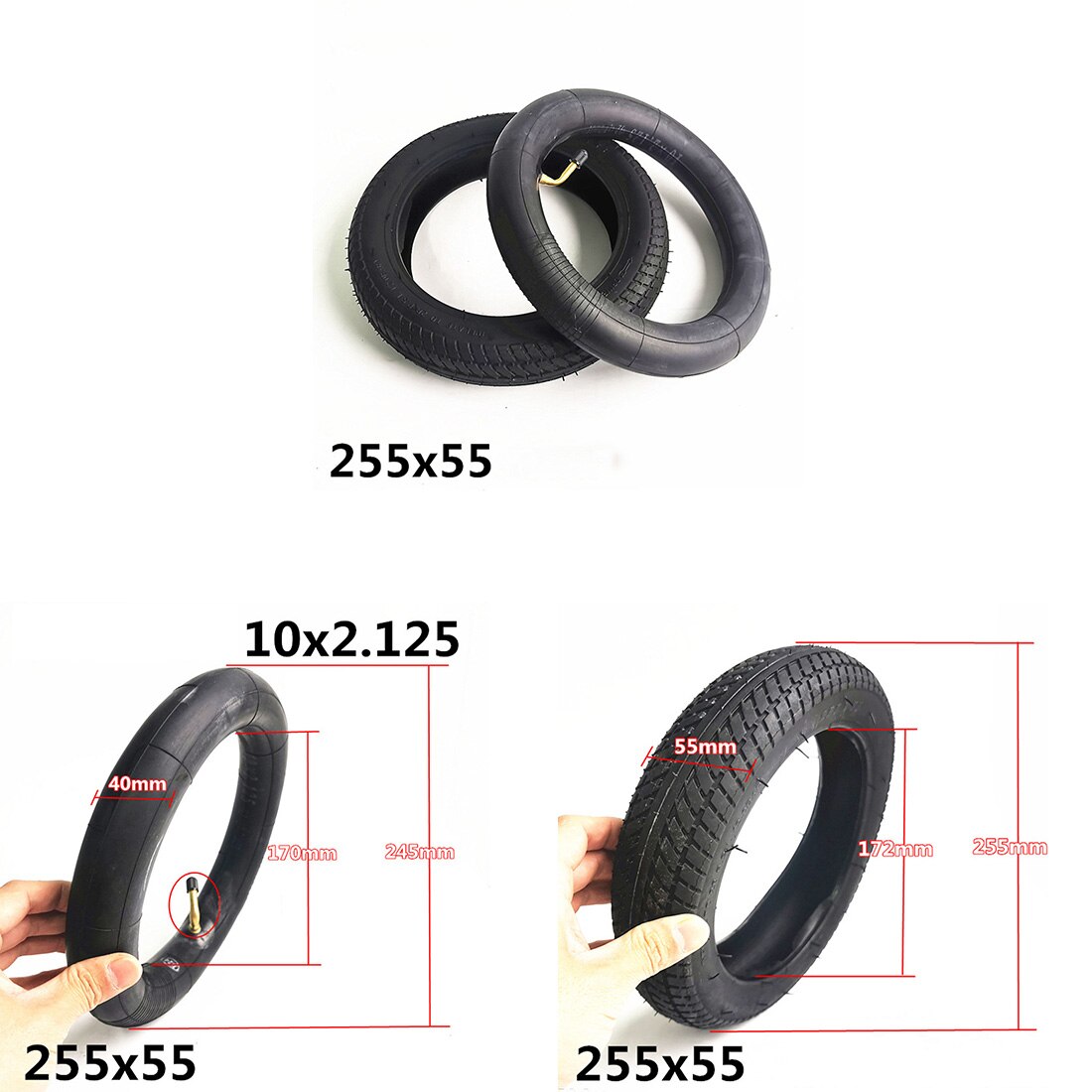 Inner And Outer Tire Accessories 255x55 Children's Three-Wheeled Baby Hand Push Inner And Outer Tire Accessories
