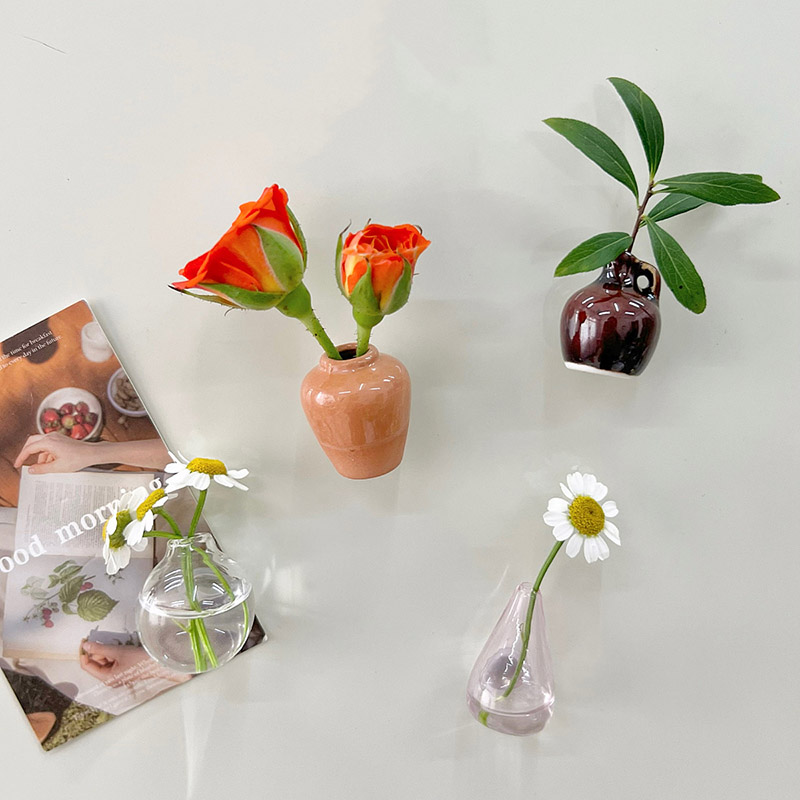 Ceramics Refrigerator Magnet Sticker Flower Vase Fridge Magnets Refrigerator Magnets Home Decor Mini Bonsai Plant Fridge Magnets
