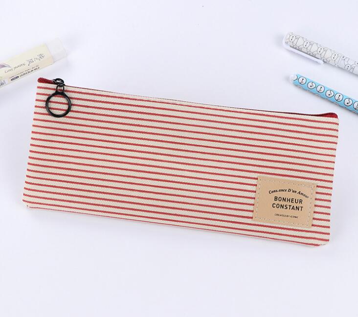 Student Stationery Canvas Pencil Bag Retro School Pencil Bag Office School Supplies Bag Handle Pencil Writing Tool: C