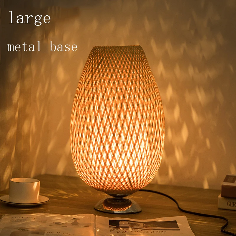 Vintage Bambus Tisch Lampen Chinesischen Stil Handgemachte Holz Schreibtisch Lampe für Wohnzimmer Schlafzimmer Dekoration Kreative E27 Neben Lampe: Rot