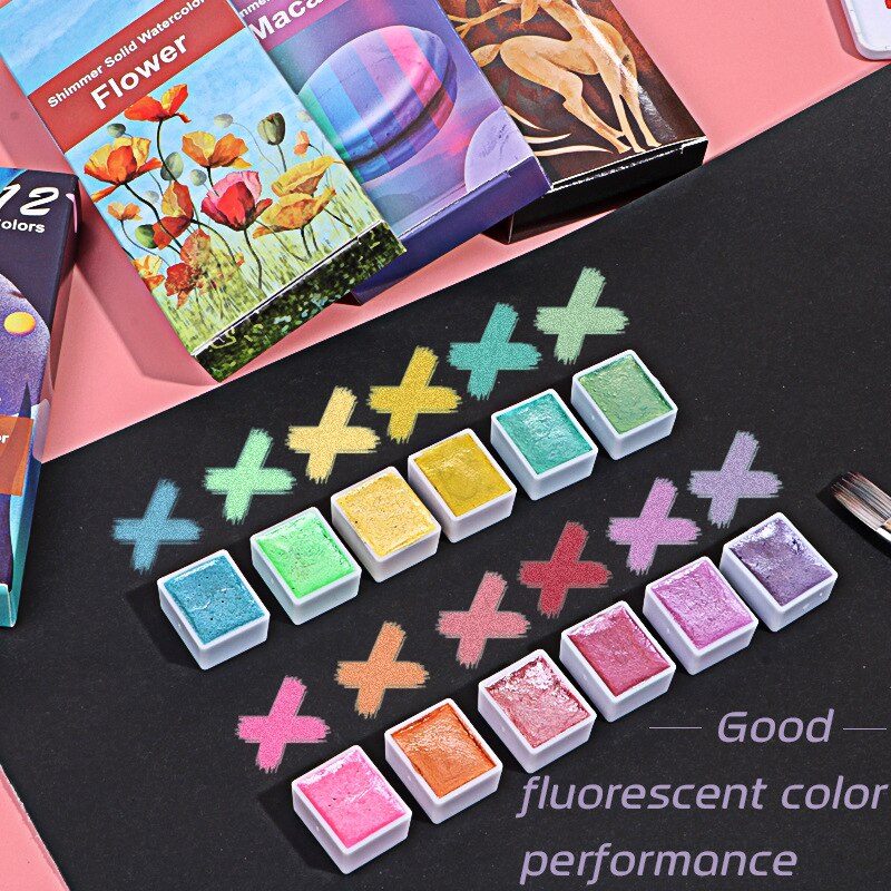 6/12 Pearl Solid Watercolor Paints Metallic Pigment Art Glitter Paint Acrylic Paints Paint By Numbers